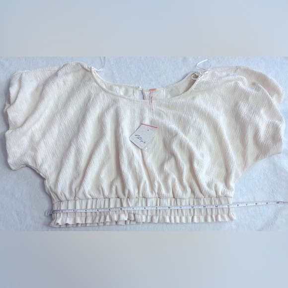 NWT Free People Tovah crop top with puff sleeves size large ivory/cream - Picture 6 of 9